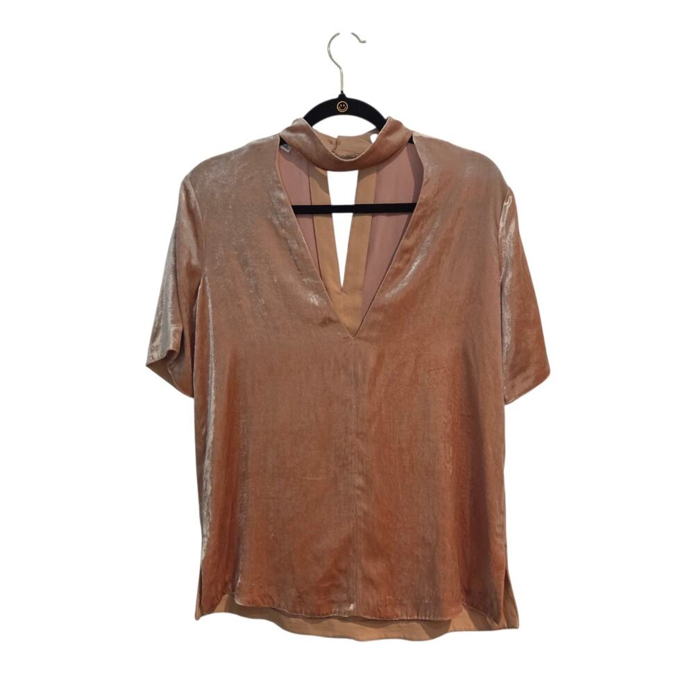 $325 A.L.C. ALC Blaise Silk Crushed Velvet Blush Pink Choker Top Size 0 XS